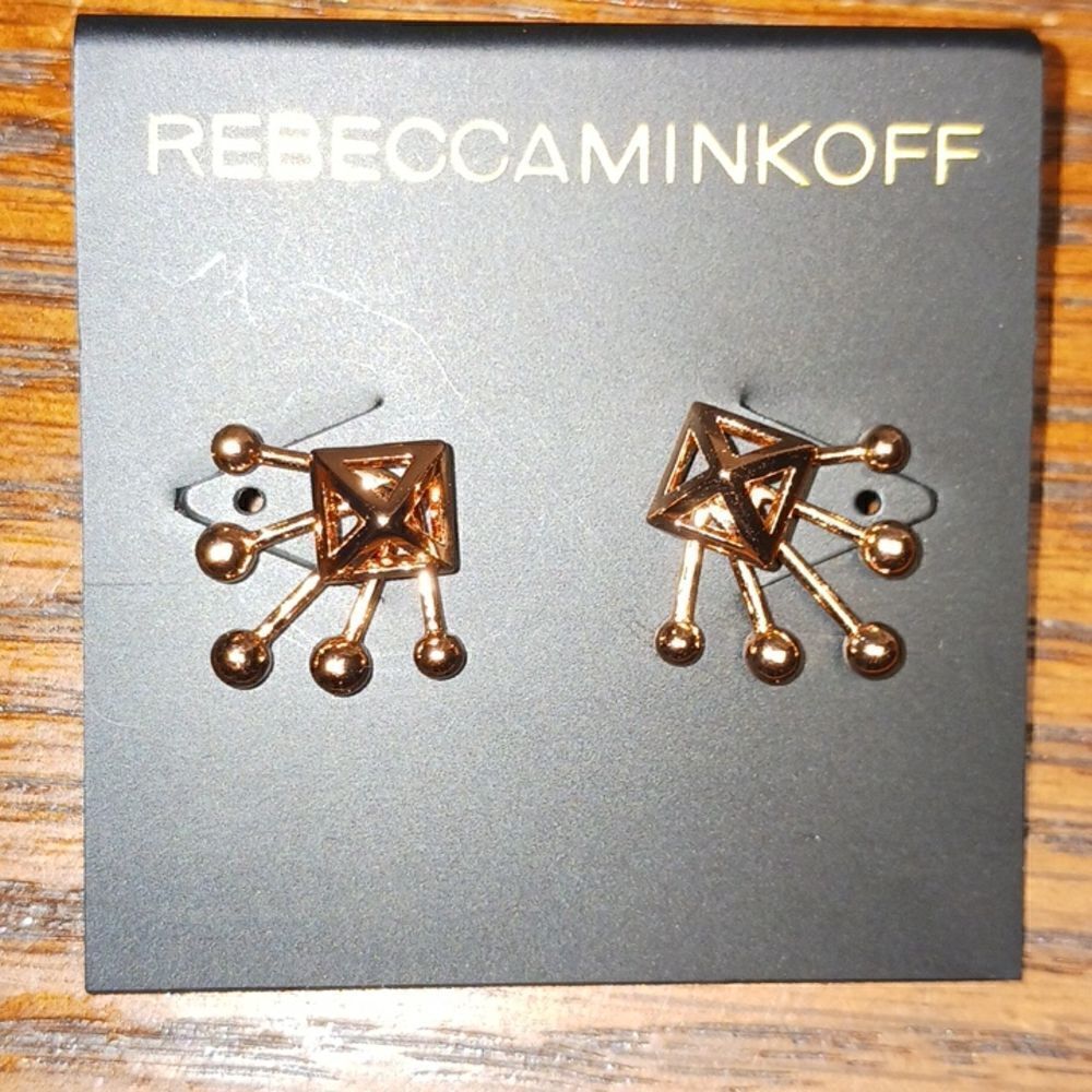 Rebecca Minkoff Rose Gold Pyramid Stud Burst Earrings